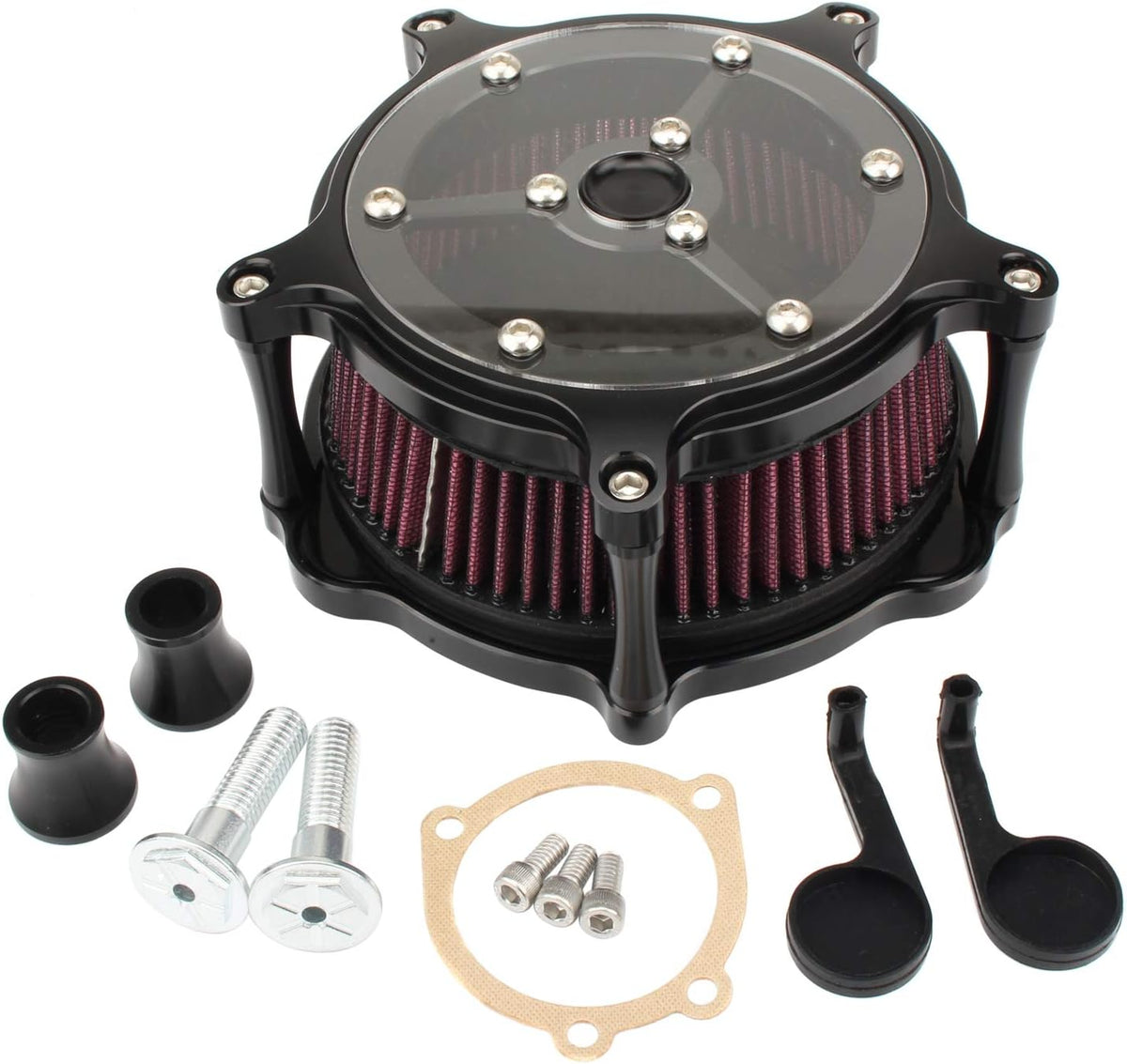 Motorcycle Air Cleaner Intake Filter System Kit Chrome H5115