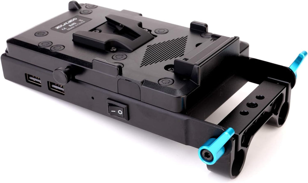 V-Mount Lock Battery Plate Power Supply Splitter Adapter with 15mm Rod Clamp E705426