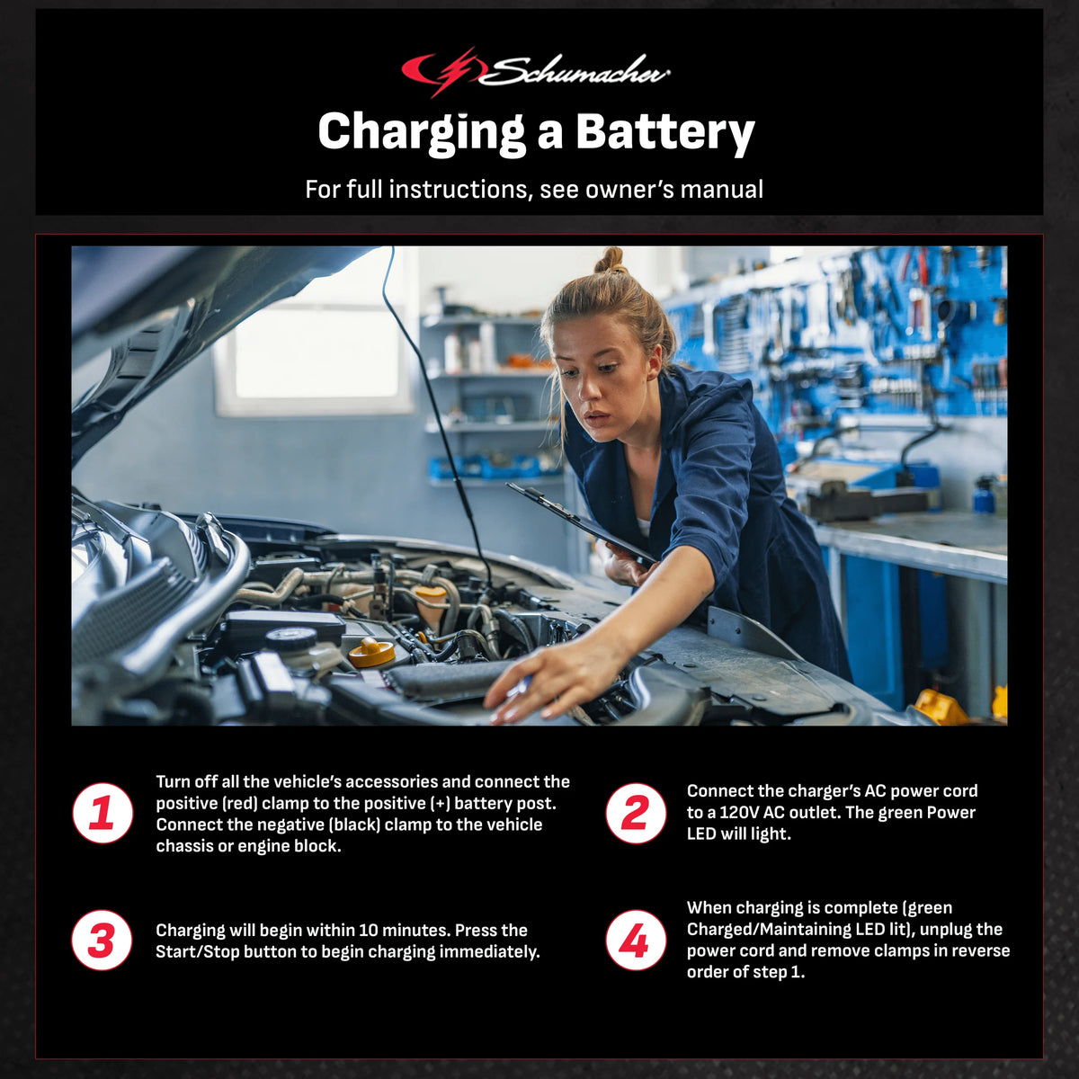 10-Amp 12V Fully Automatic Battery Charger and Maintainer D359