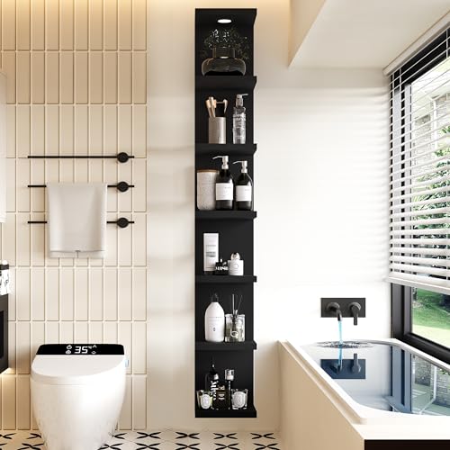 7 Tier Black Wall Shelf with LED Remote Control Light M452