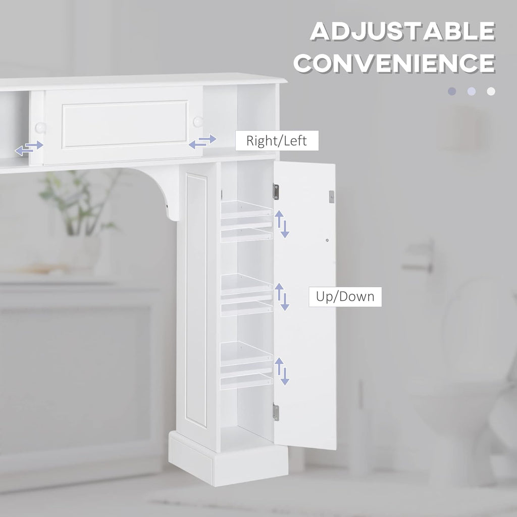 White Freestanding Over The Toilet Bathroom Cabinet with Adjustable Shelves K873
