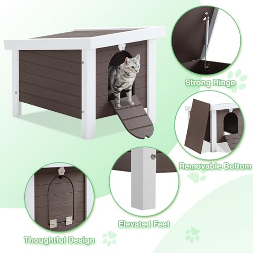Weatherproof Insulated Small Animal House with Openable Roof, Elevated Feet, Brown B2063