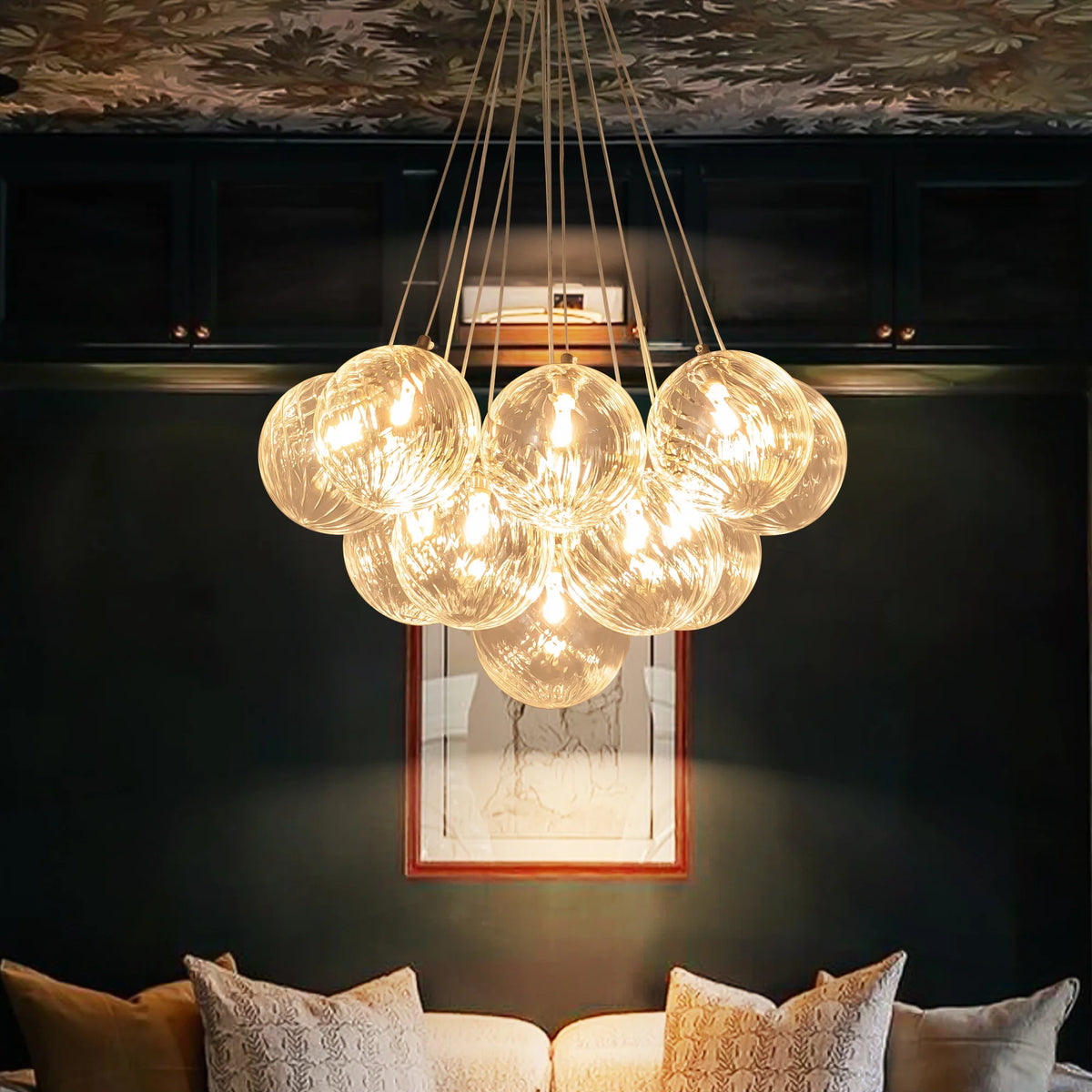 Ribbed Glass Bubble Chandelier Y6871