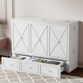 Grey Queen Murphy Bed with Foldable Mattress and Storage Drawer Z48007