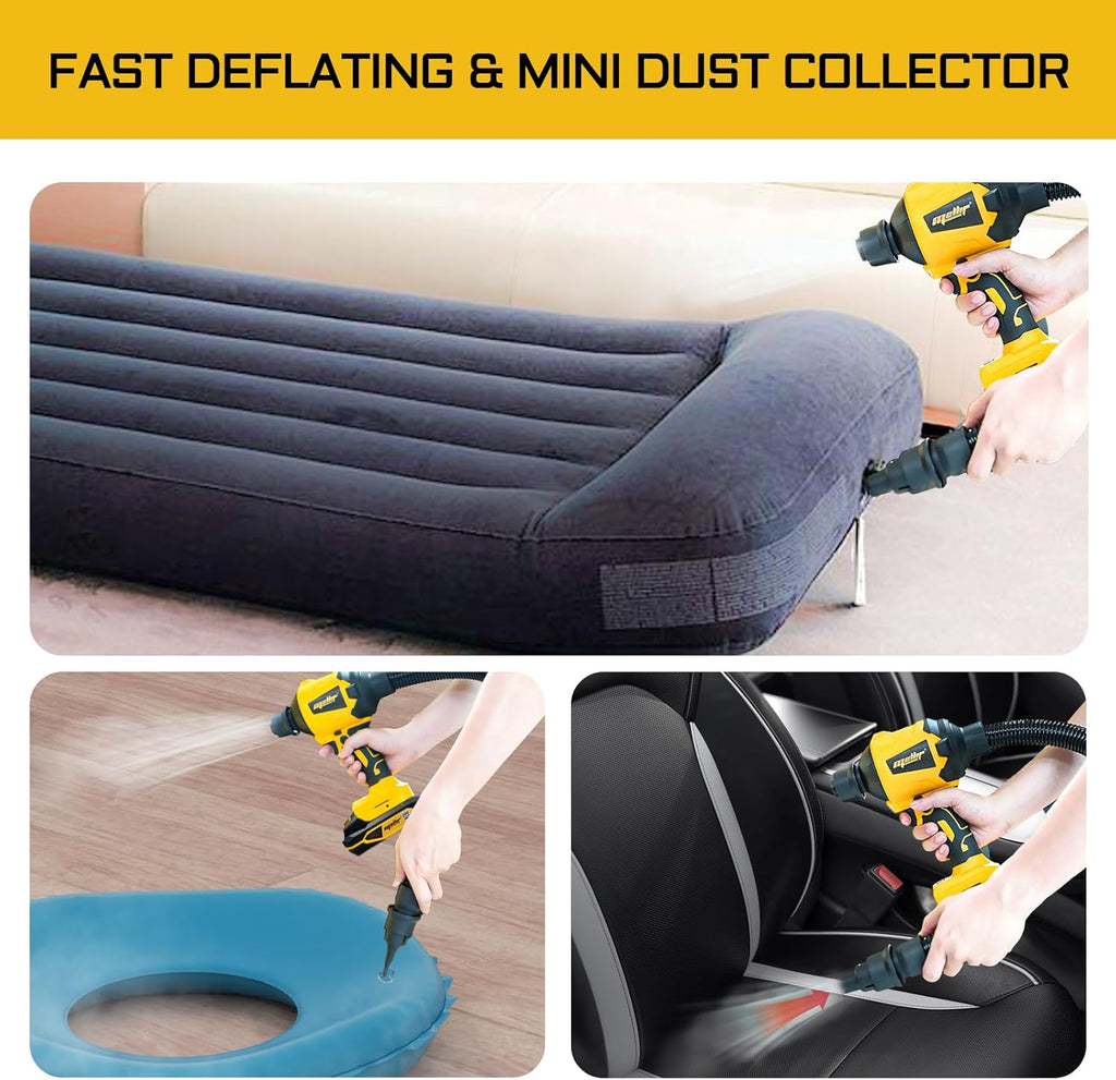 Cordless Air Pump Air Duster for Dewalt 20V Battery, Handheld Brushless Compressed Air Mattress Pump Air Blower with 3 Speeds & 7 Nozzles M415