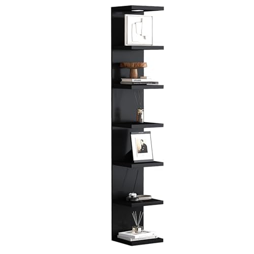 7 Tier Black Wall Shelf with LED Remote Control Light M452