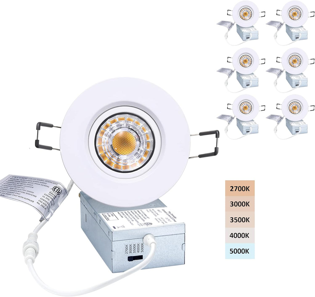Canless Recessed Gimbal Downlight 5 CCT Dimmable 8W Brushed Nickel 3 Inch R92696
