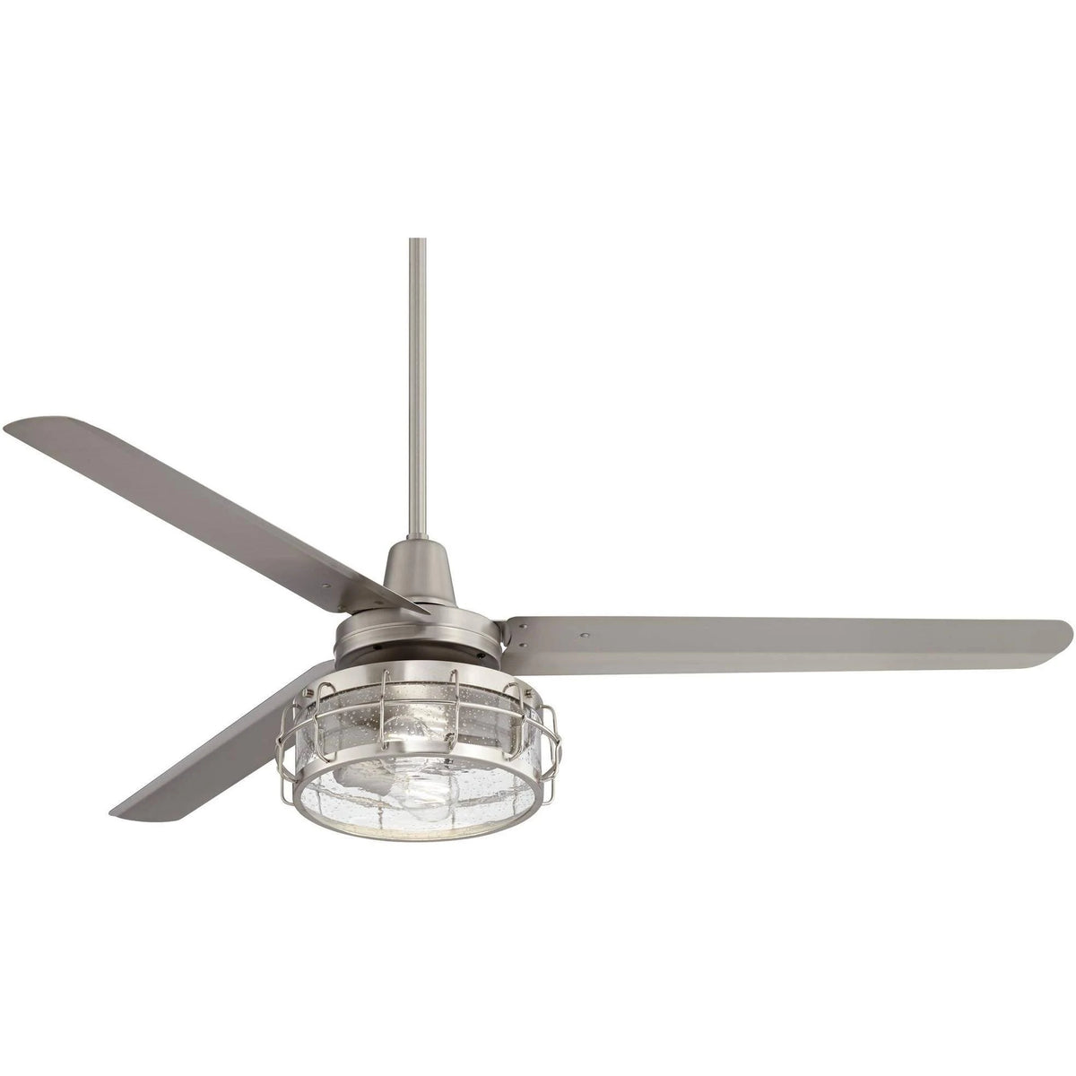 Industrial Ceiling Fan with Light Kit LED Remote Brushed Nickel I67934