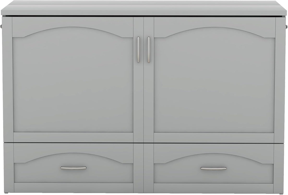 Gray Queen Size Murphy Bed with Storage Drawers T6587