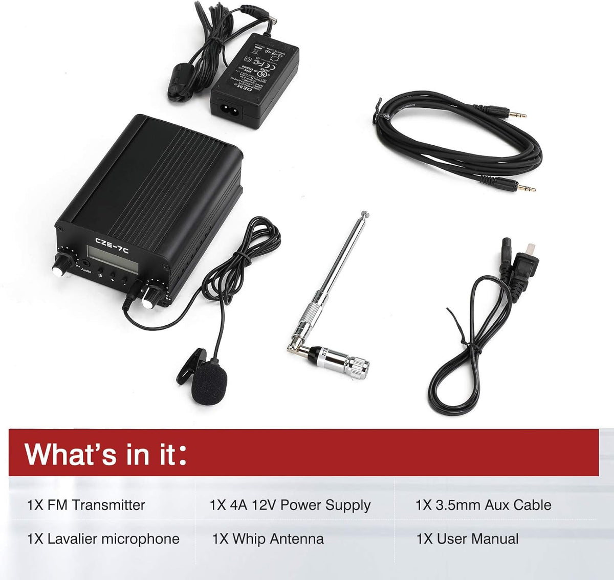 7W FM Transmitter with Mic M1859