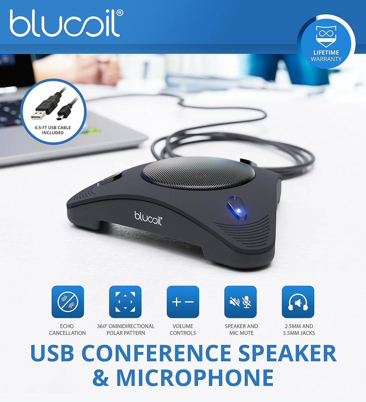Noise Canceling Bluetooth Headset Bundle with USB Webcam and Conference Speakerphone O823