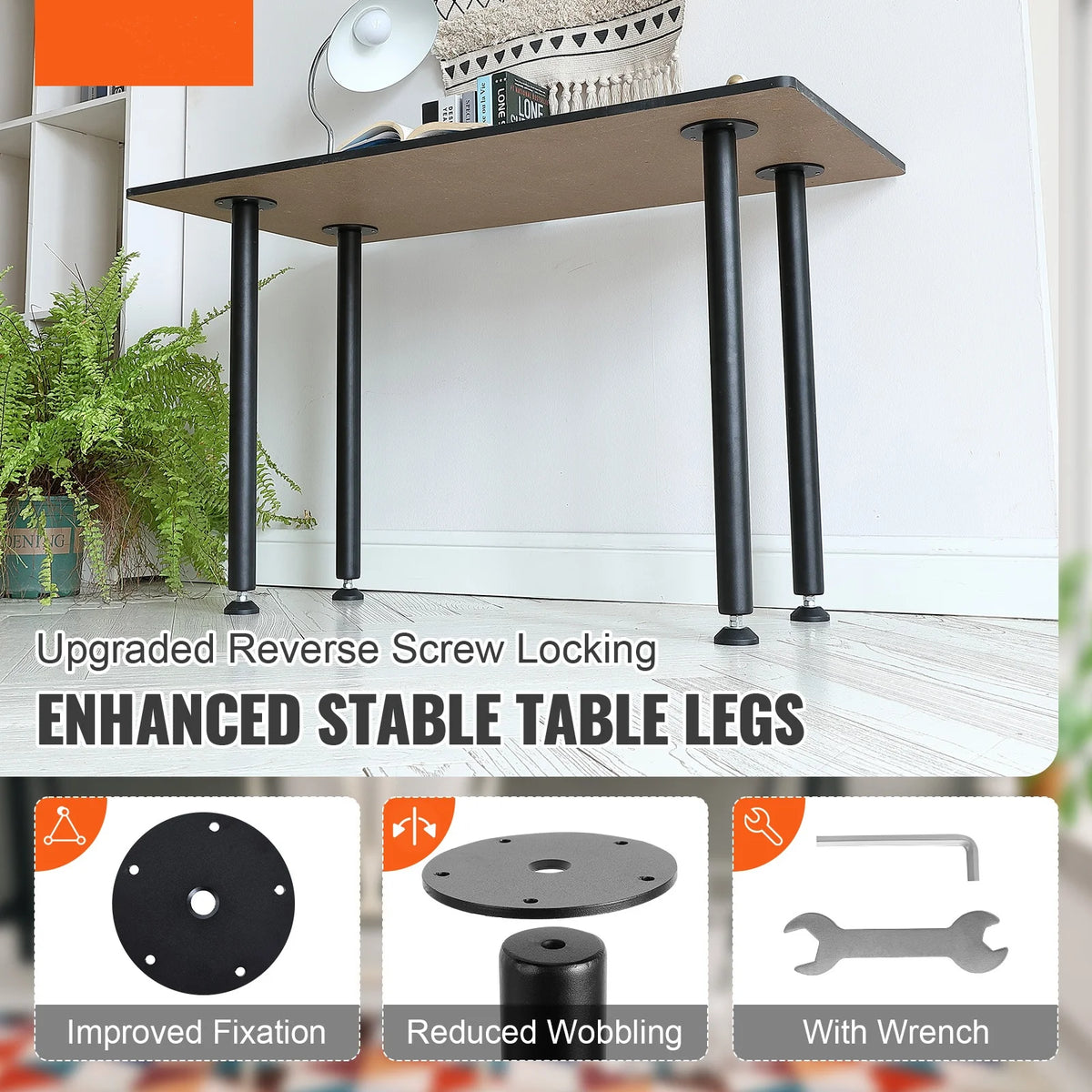 28" Solid Steel Adjustable Desk Legs Set of 4 Black Q5125