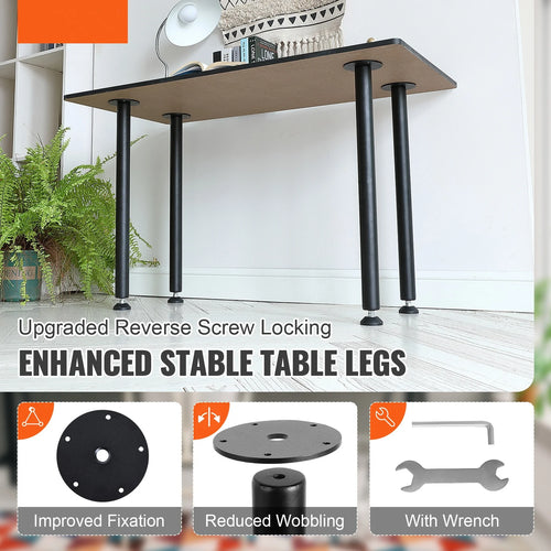 28" Solid Steel Adjustable Desk Legs Set of 4 Black Q5125