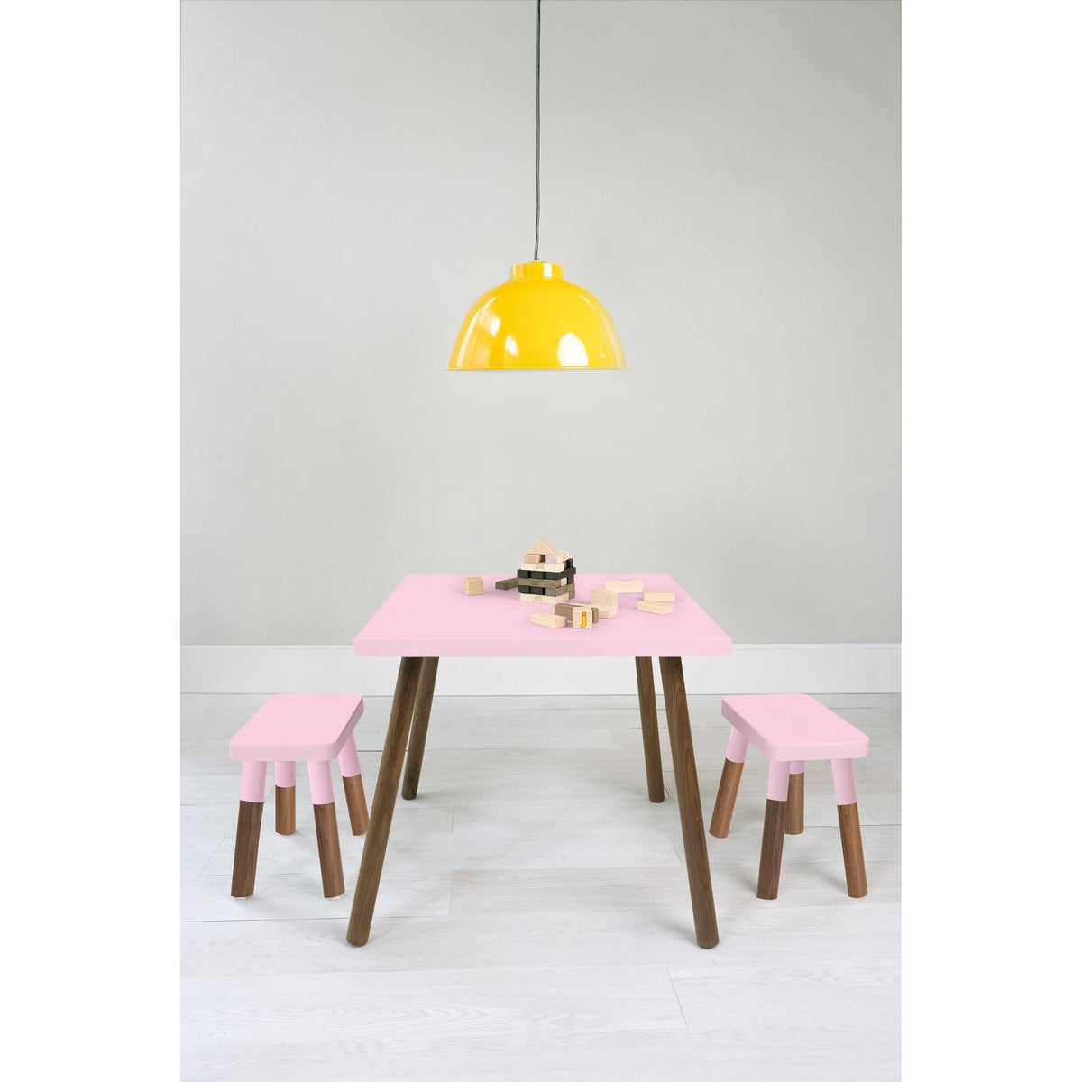 Set of 2 Wood Veneer Kids Chairs Walnut/Pink P6499
