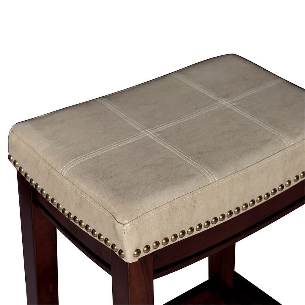 Beige Wood Faux Leather Bar Stool P29157
