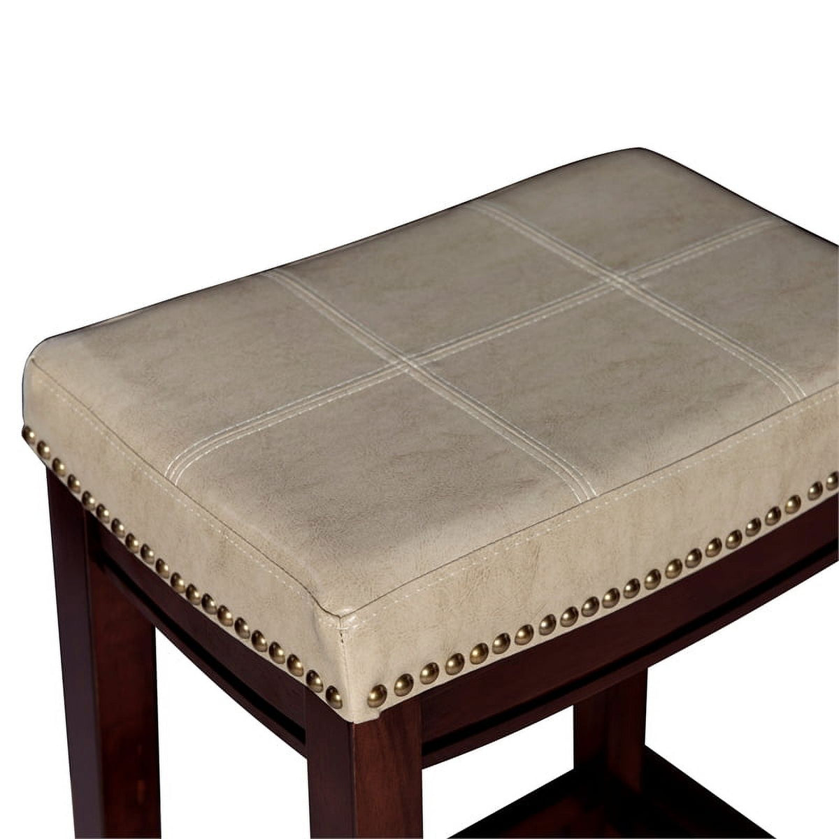Beige Wood Faux Leather Bar Stool P29157