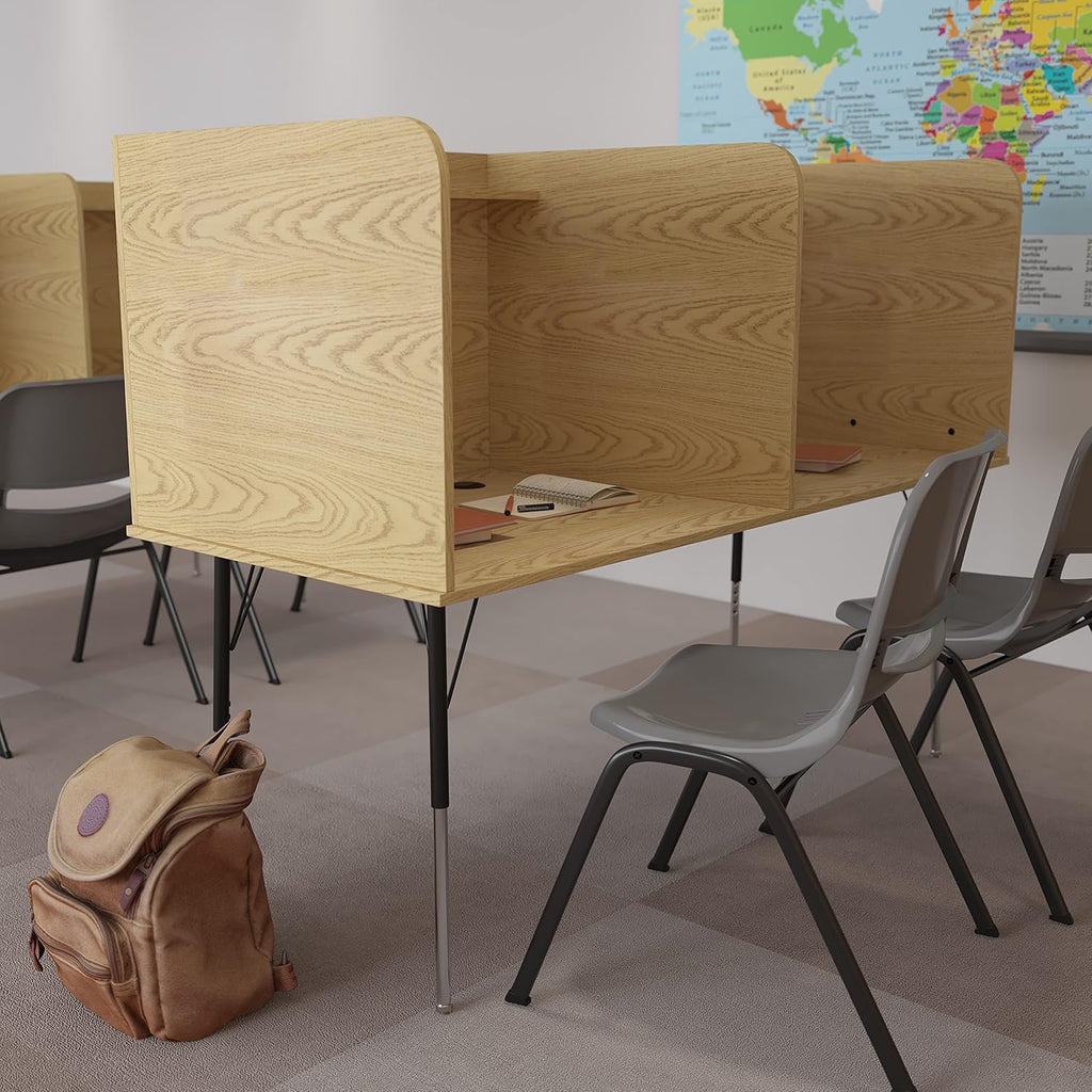 Double Study Carrel with Height Adjustable Legs K1872