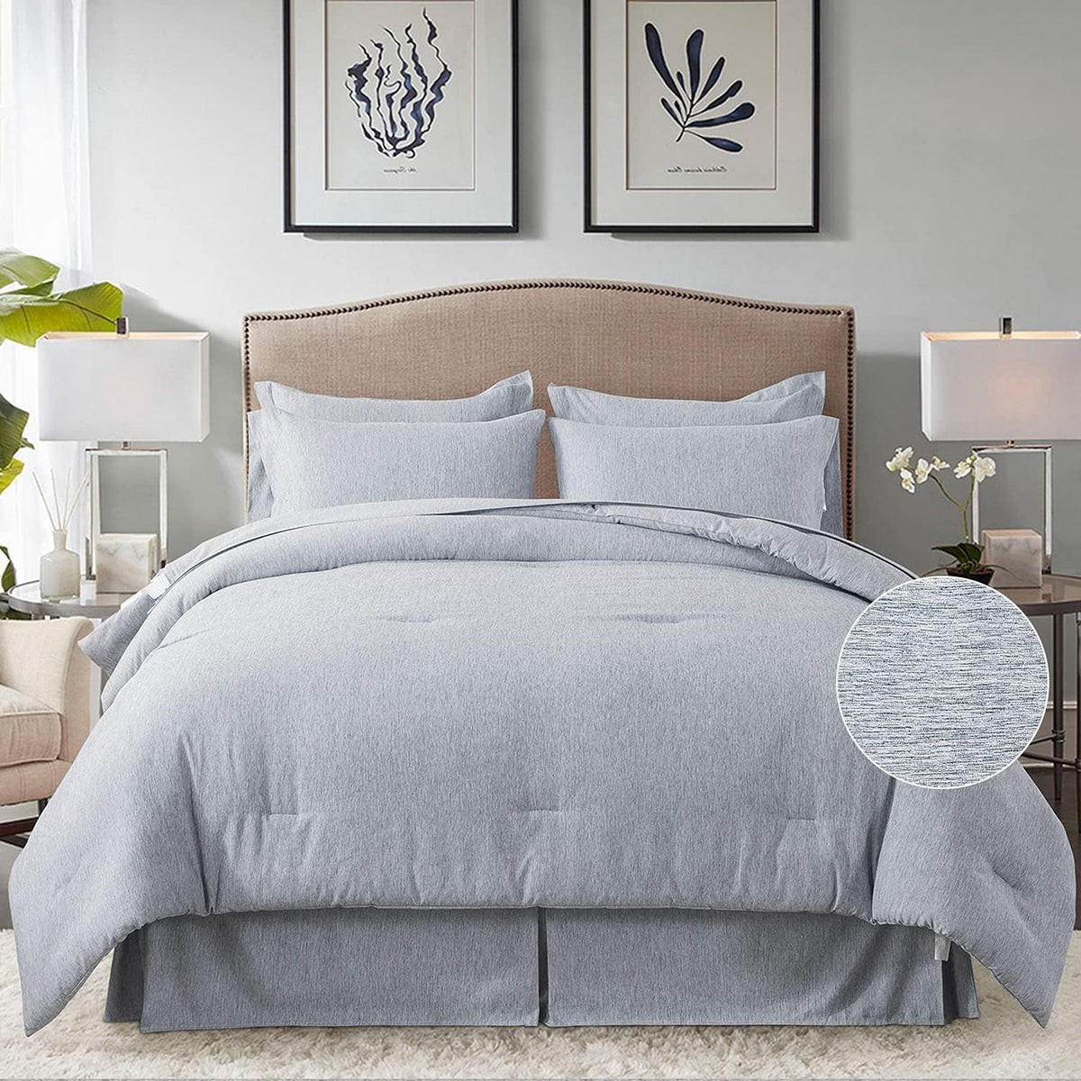Cal King 8 Piece Cationic Dyeing Comforter Set O83420