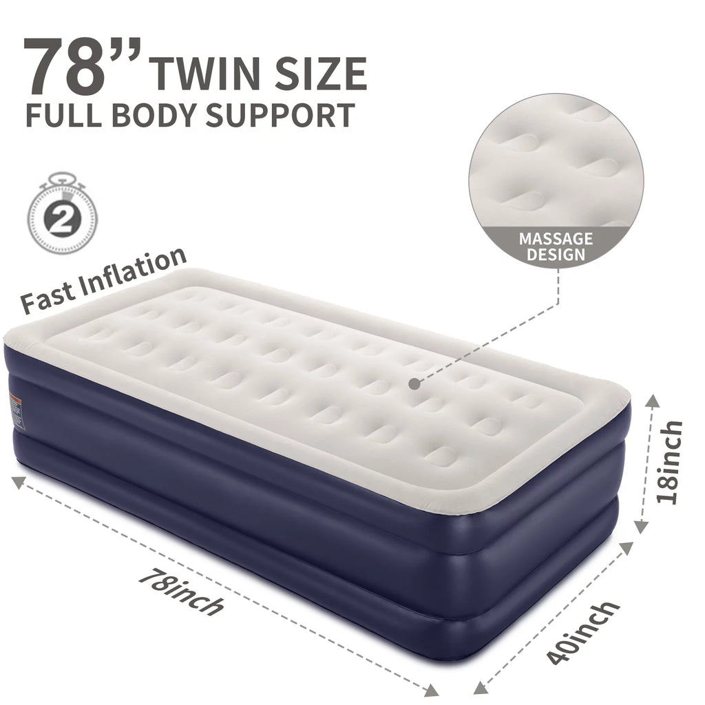 18 Inch Queen Air Mattress with Built in Pump L878