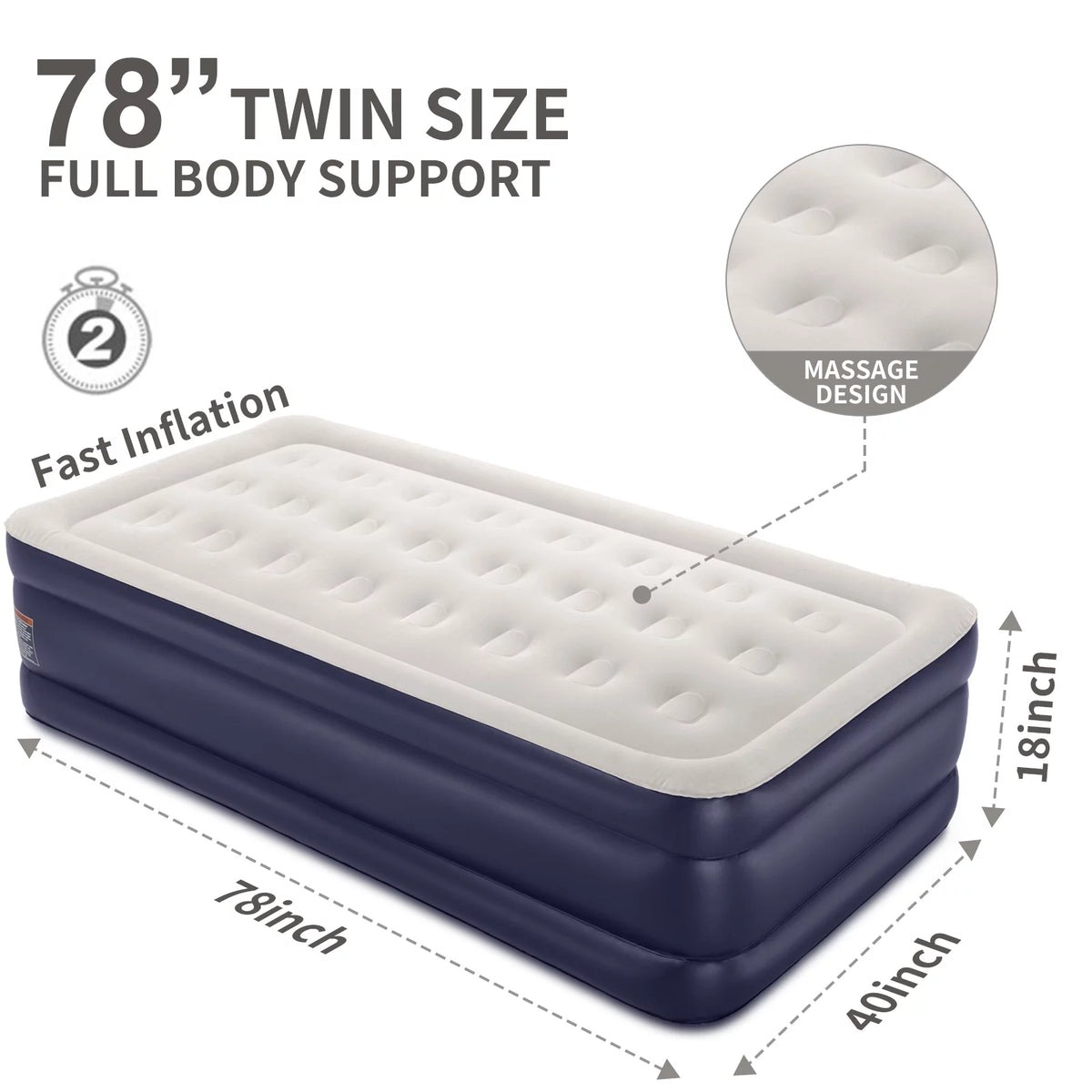 18 Inch Queen Air Mattress with Built in Pump L878
