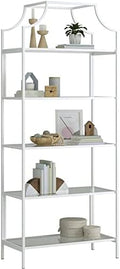 5 Shelf Metal Framed Glass Bookcase in Flat White I516378