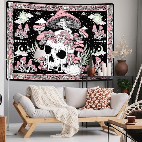 Purple Mushroom Skull Wall Tapestry R6415