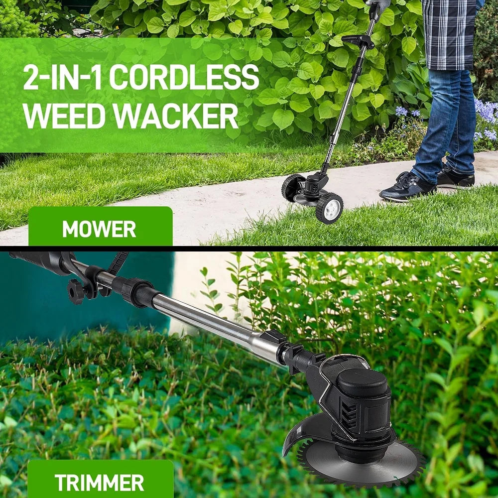 Cordless Electric Lawn Trimmer Weed Wacker 21V Grass Trimmer Lawn Edger P6111