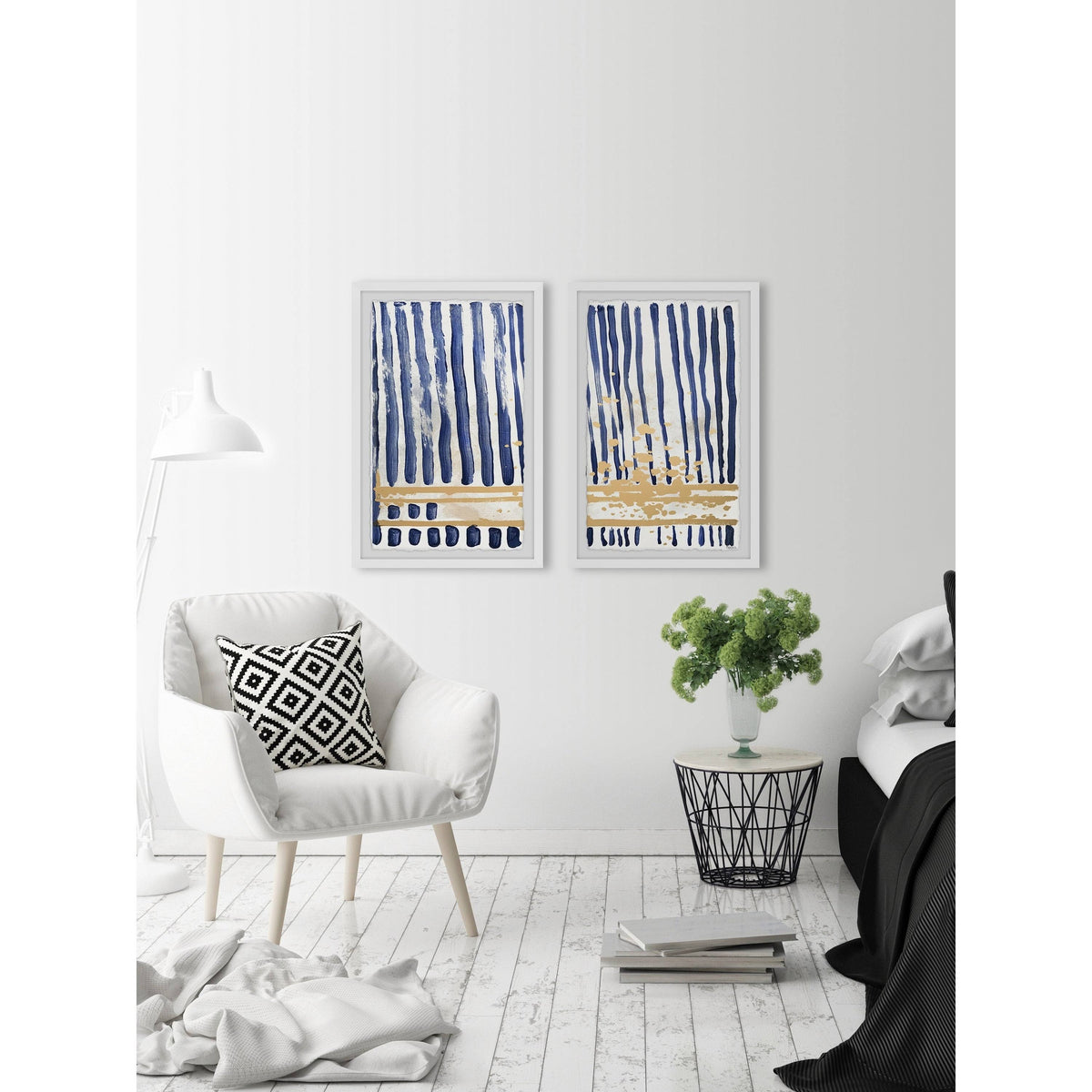 Blue Verticals Diptych, 18 inch x 24 inch N52559