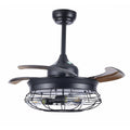 Black Retractable Ceiling Fan with Cage X507
