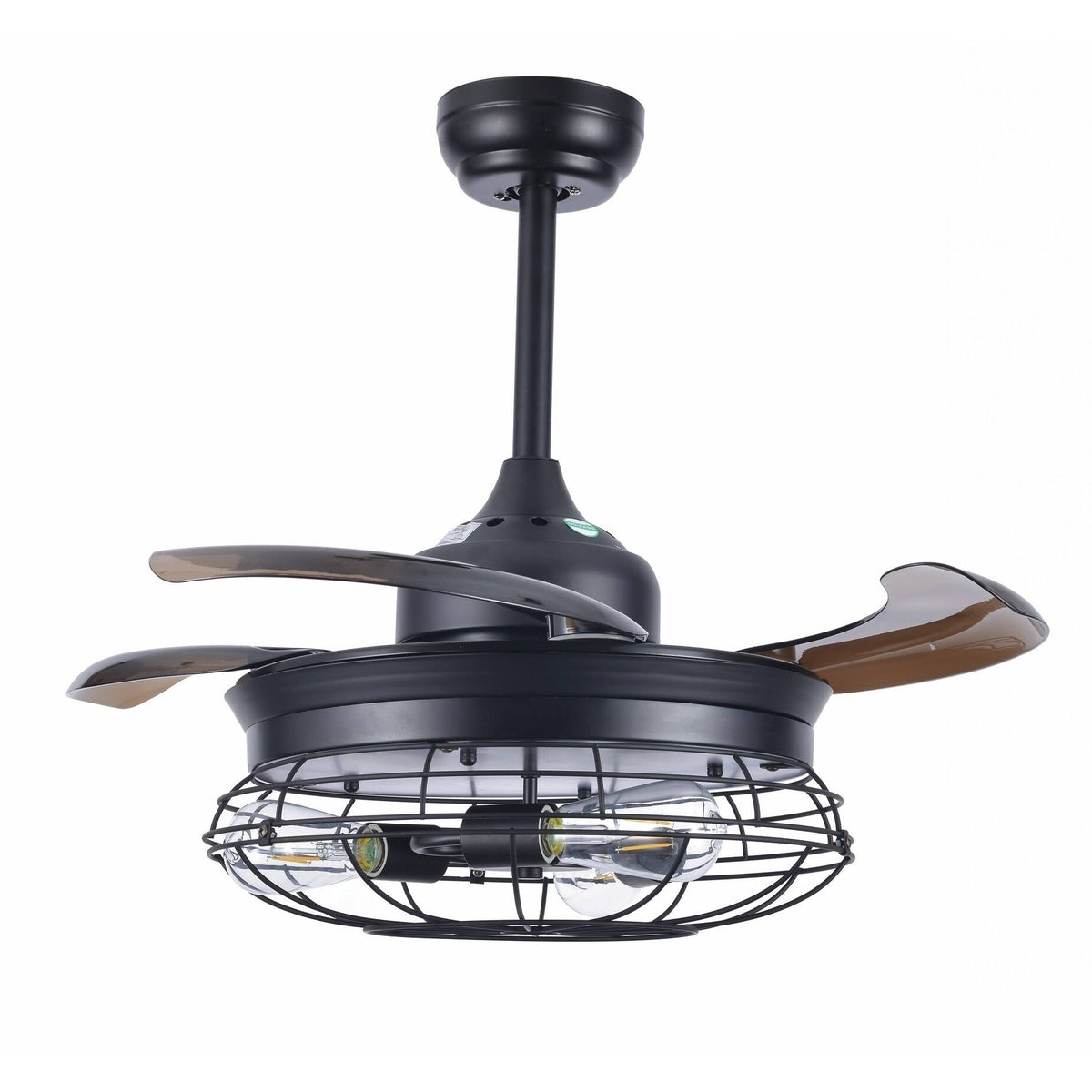 Black Retractable Ceiling Fan with Cage X507