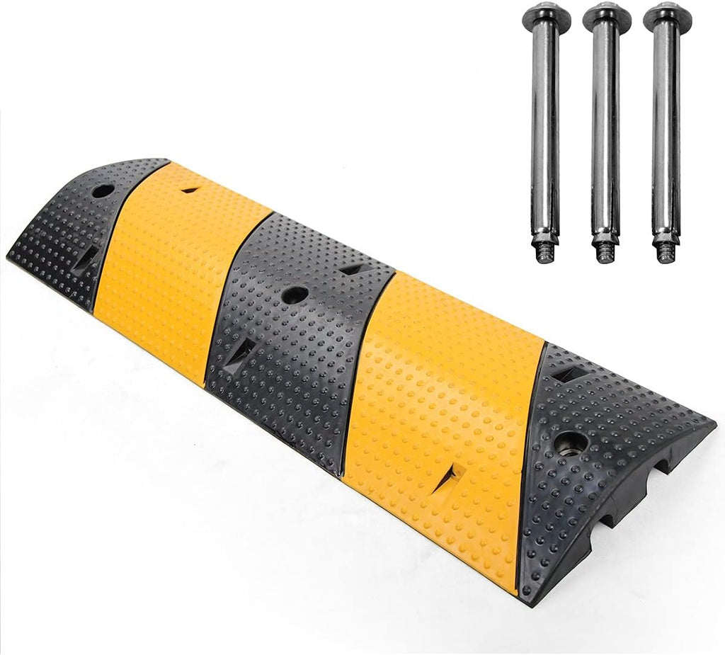 2 Channel Heavy Duty Rubber Speed Bumps with 3 Bolts, Pack of 2 C981