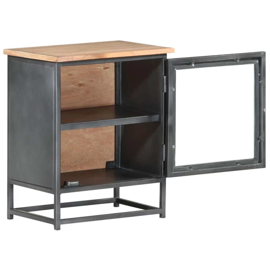 Gray Solid Acacia Wood Bedside Cabinet J6838