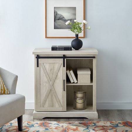 White Oak Sliding Barn Door Accent Cabinet G7473