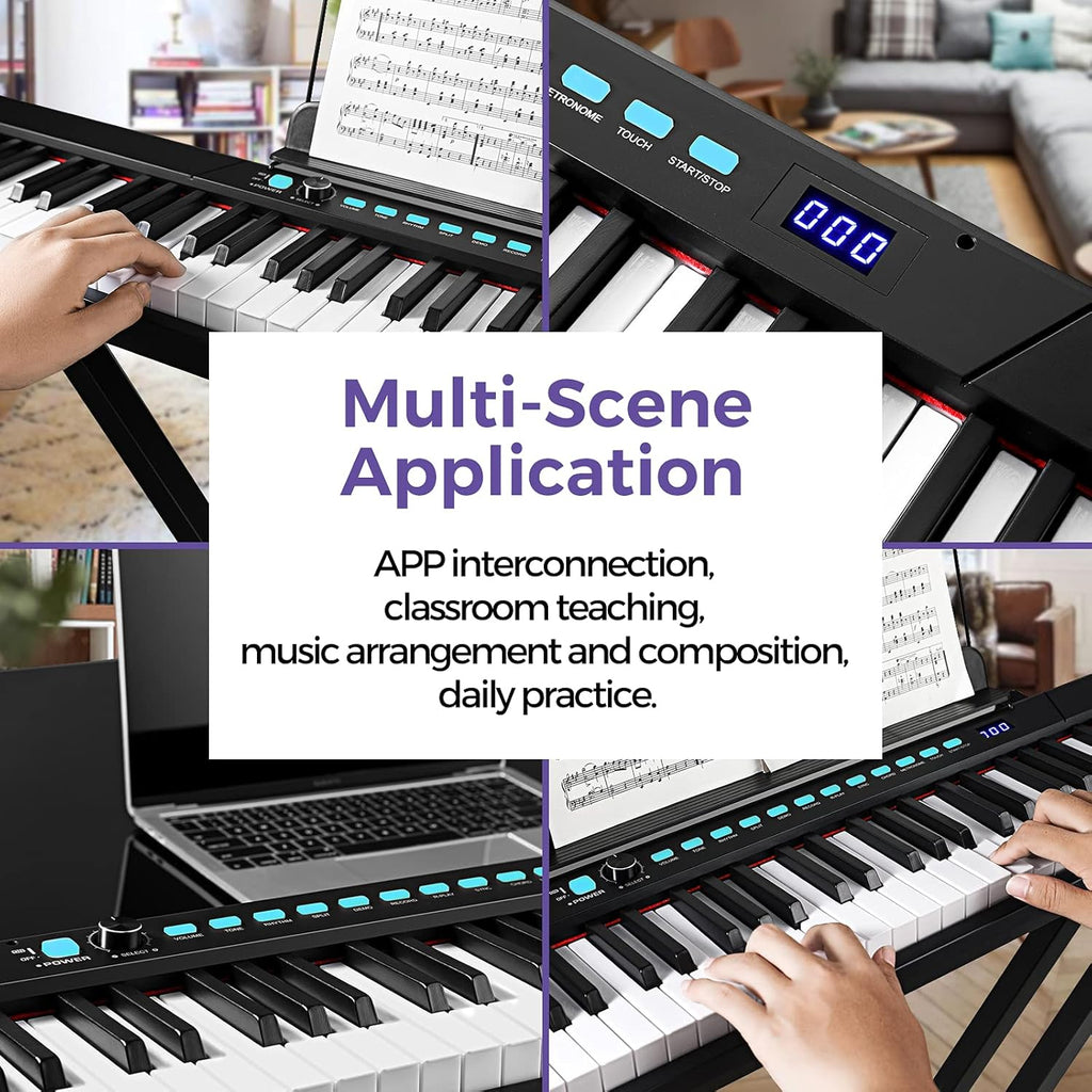 88-Key Semi-Weighted Electronic Keyboard Piano with X-Stand, Sustain Pedal, Power Supply, Carrying Case O127581