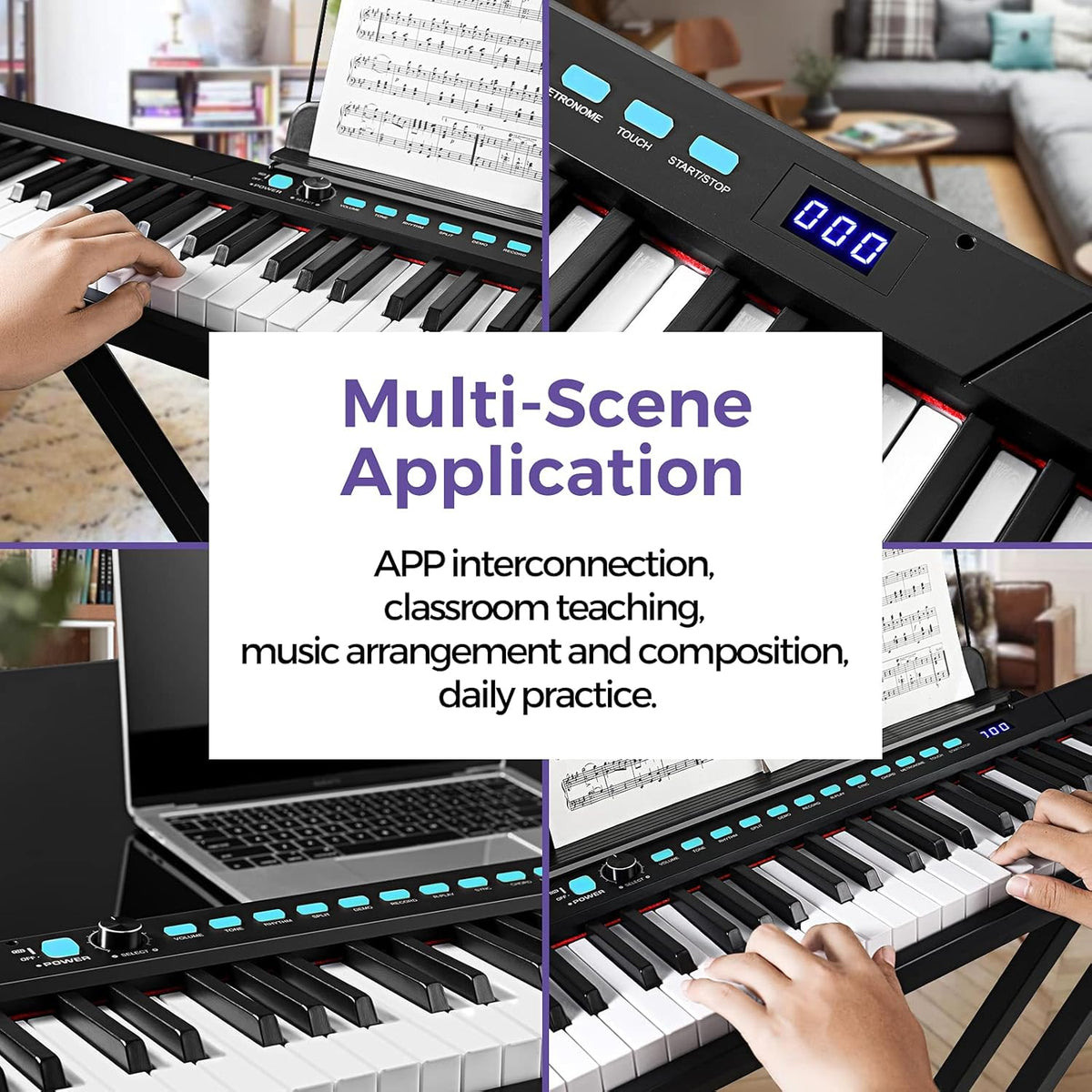 88-Key Semi-Weighted Electronic Keyboard Piano with X-Stand, Sustain Pedal, Power Supply, Carrying Case O127581