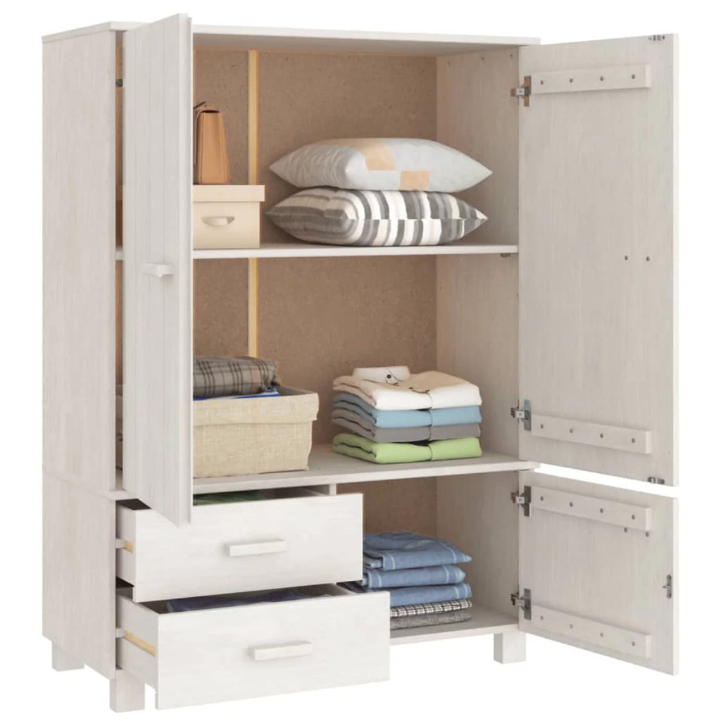 Pine Wood Wardrobe with Doors and Drawers W95586