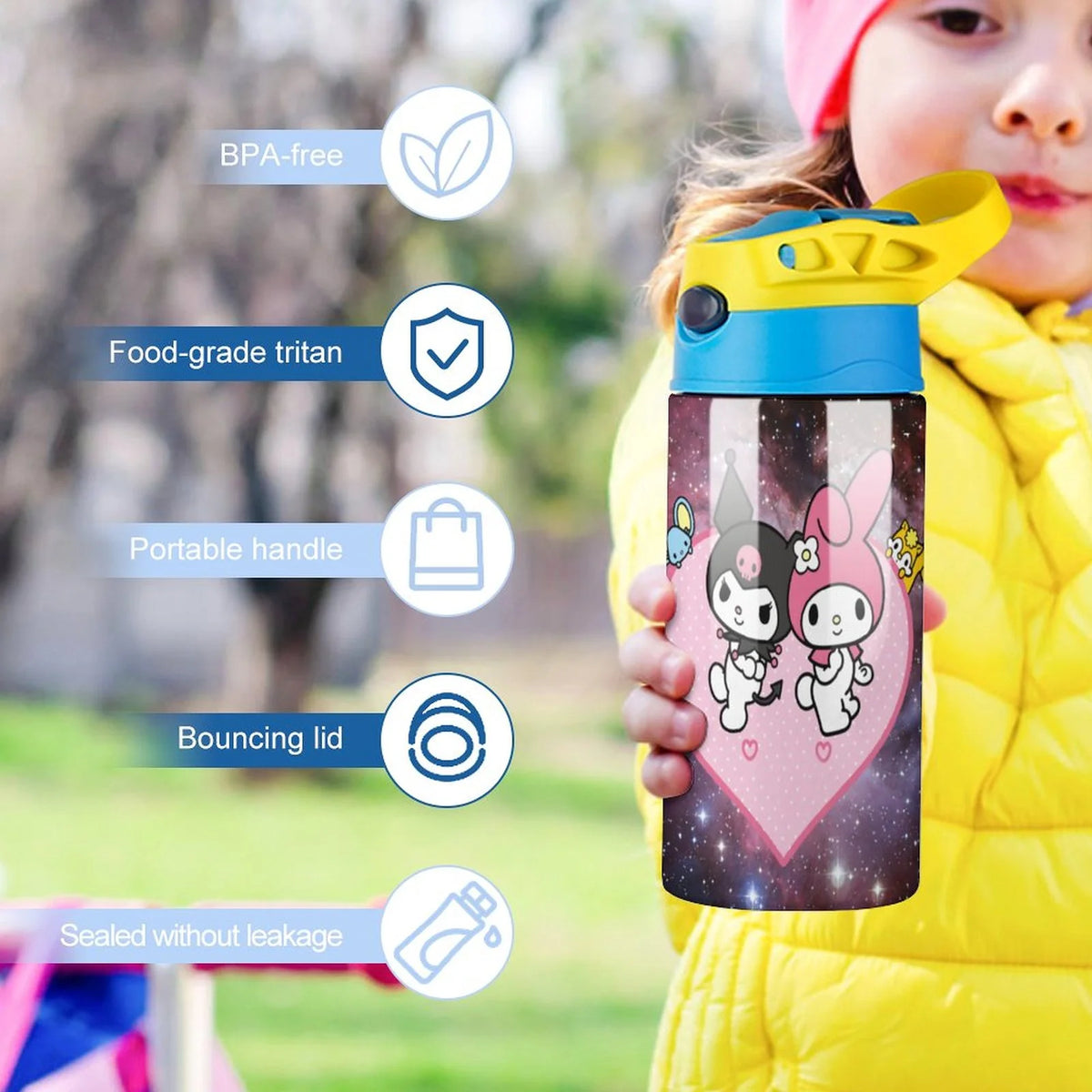 Stainless Steel Vacuum Insulated Water Bottle with Straw S4627