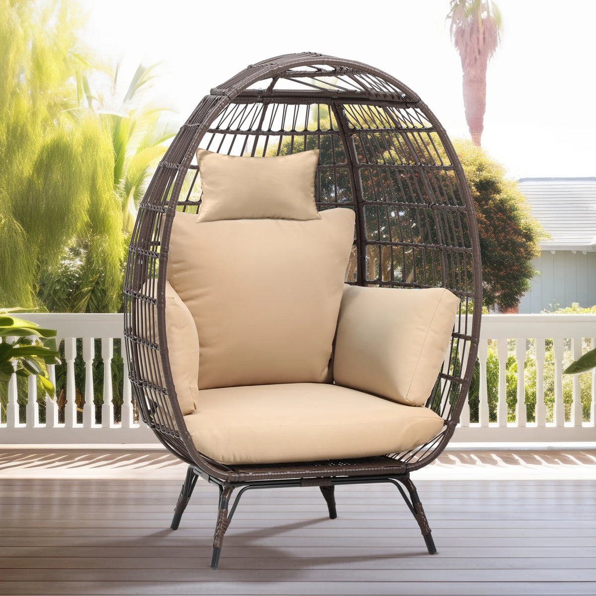 Egg Chair with Cushion Wicker PE Rattan Chair X148