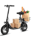 Electric Scooter with Seat, 800W Peak Motor, Foldable E-Scooter with Carry Basket C451