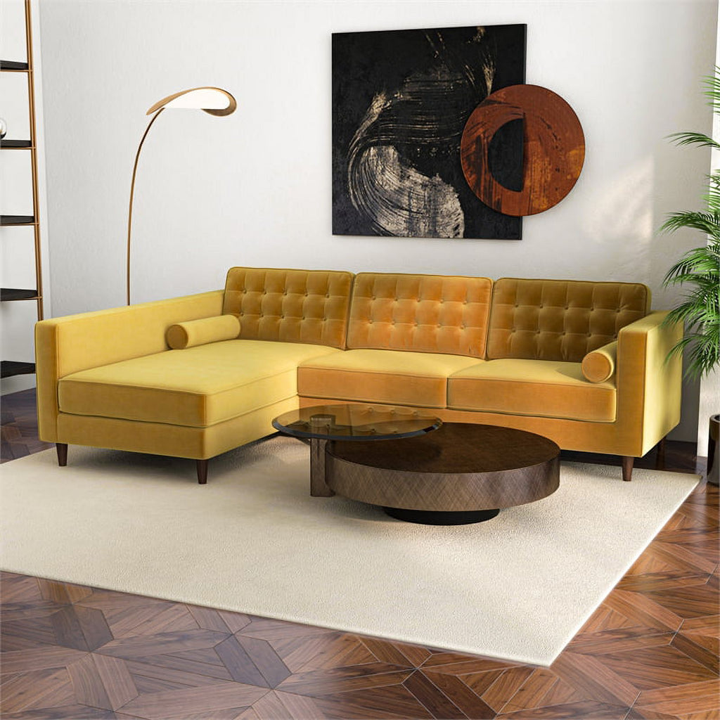 Gold Velvet Left-Facing Sectional Q4280