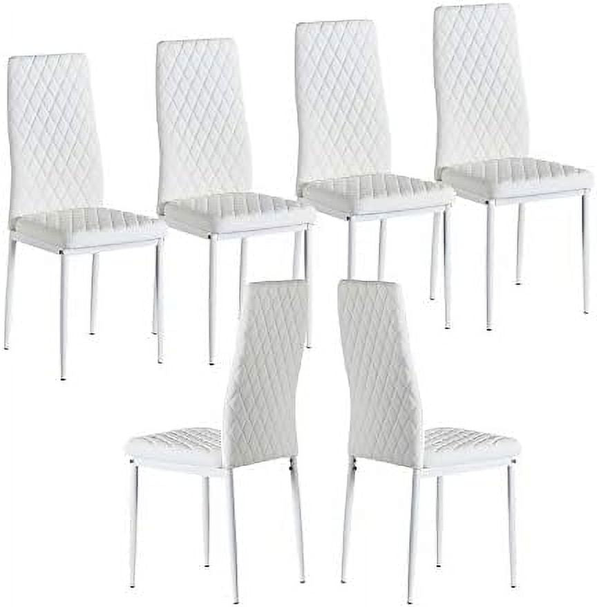 White PU Leather Upholstered Dining Chairs Set of 6 T285988
