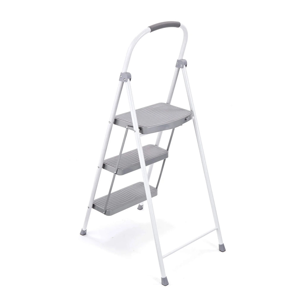 3 Step Folding Steel Step Stool, White F83174