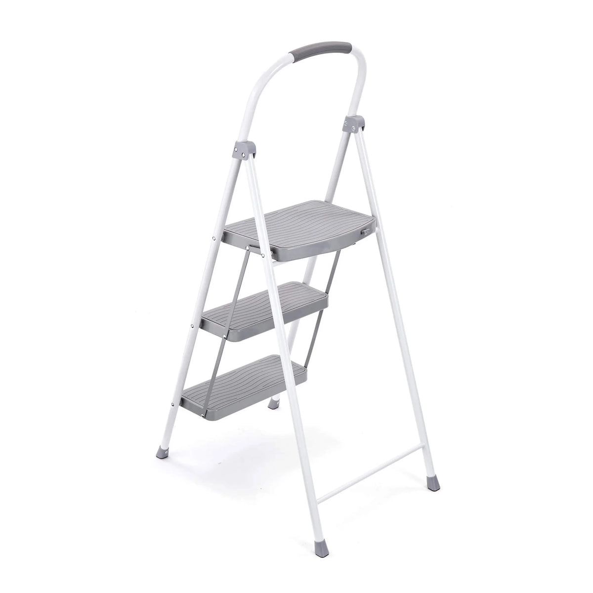3 Step Folding Steel Step Stool, White F83174
