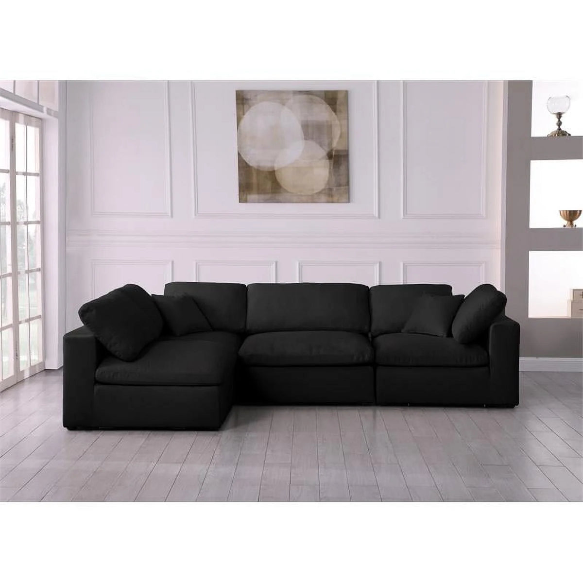 Black Linen Fabric Modular Sectional Z975507