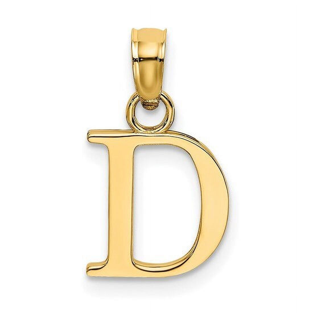 14k Yellow Gold Polished D Block Initial Pendant A888