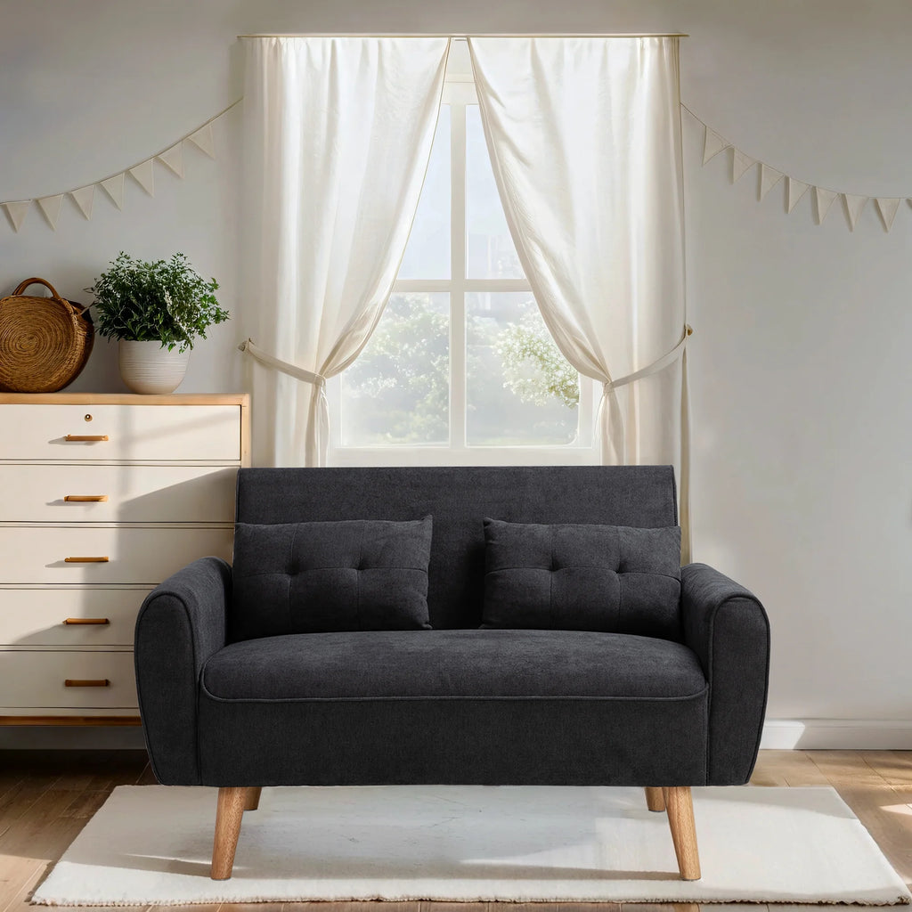 Dark Grey Fabric Upholstered 2-Seat Sofa I521023