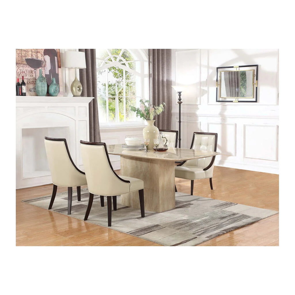 Ivory Espresso Faux Leather Dining Side Chairs Set of 2 G36953
