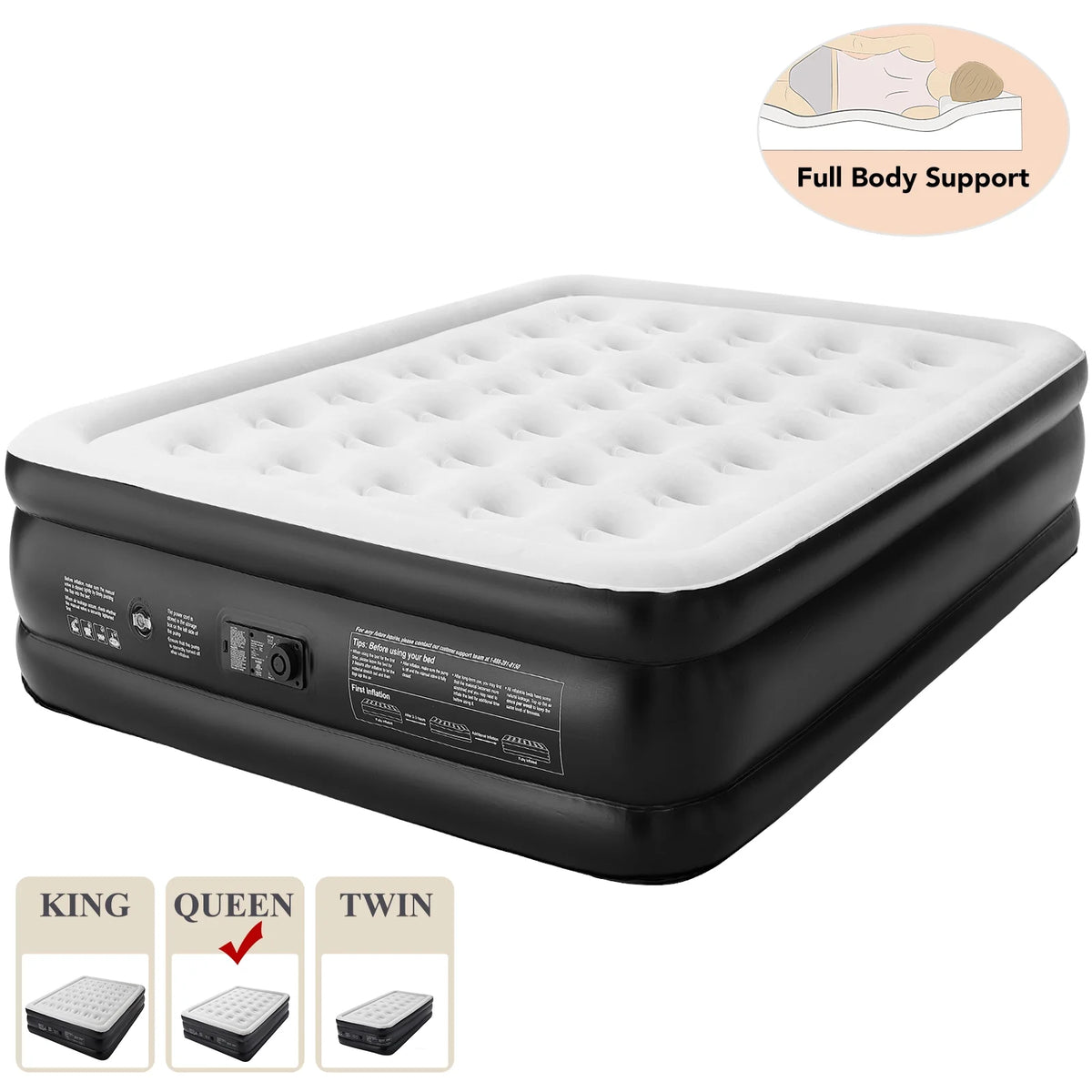 18 Inch Queen Air Mattress with Built in Pump L878