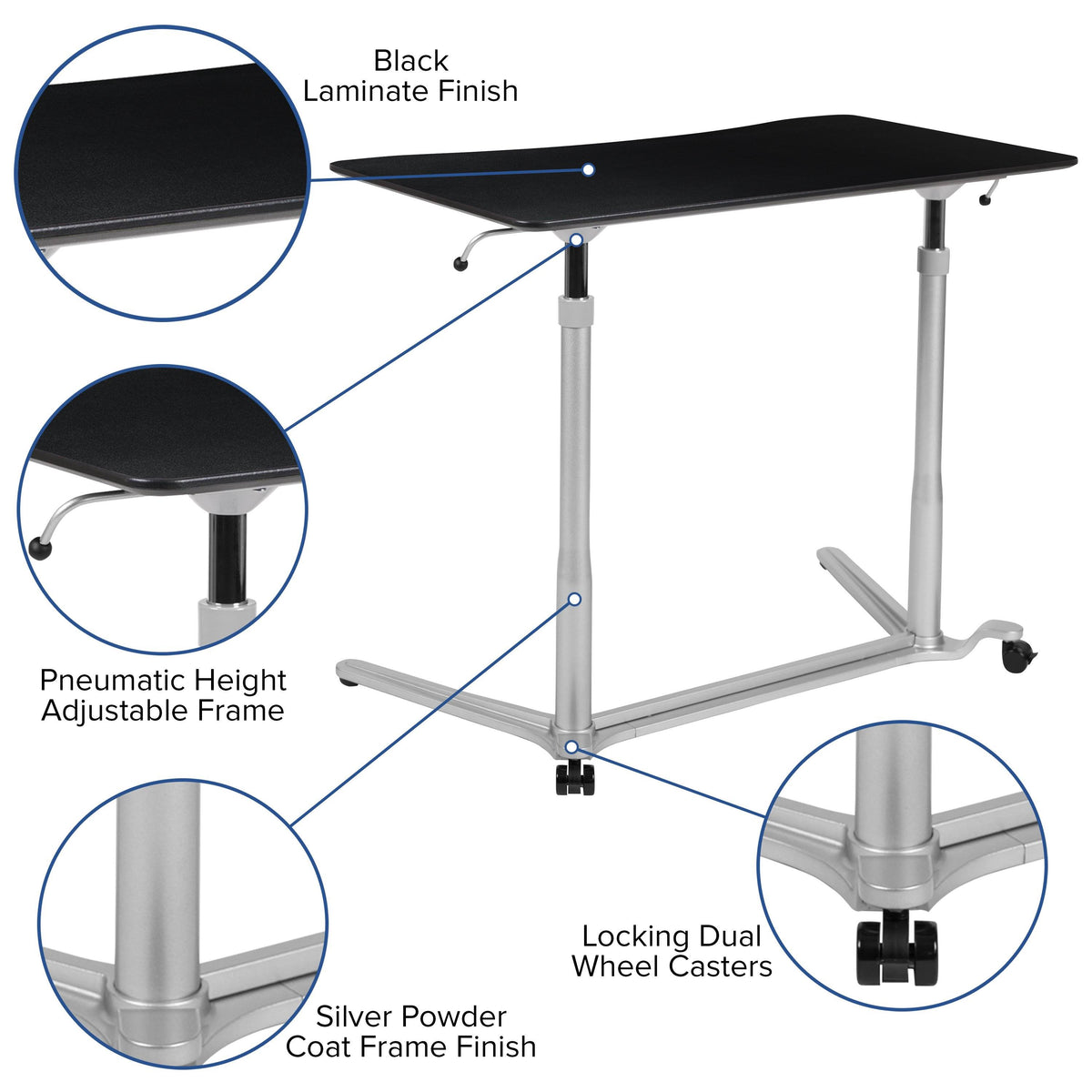 Black Sit-Stand Computer Desk I829066