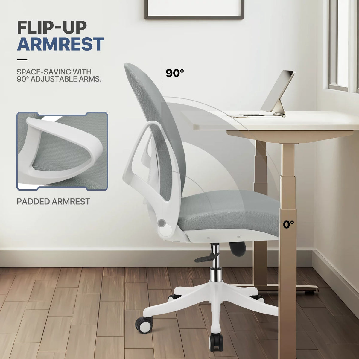 Grey Standing Computer Desk with Monitor Shelf P2727